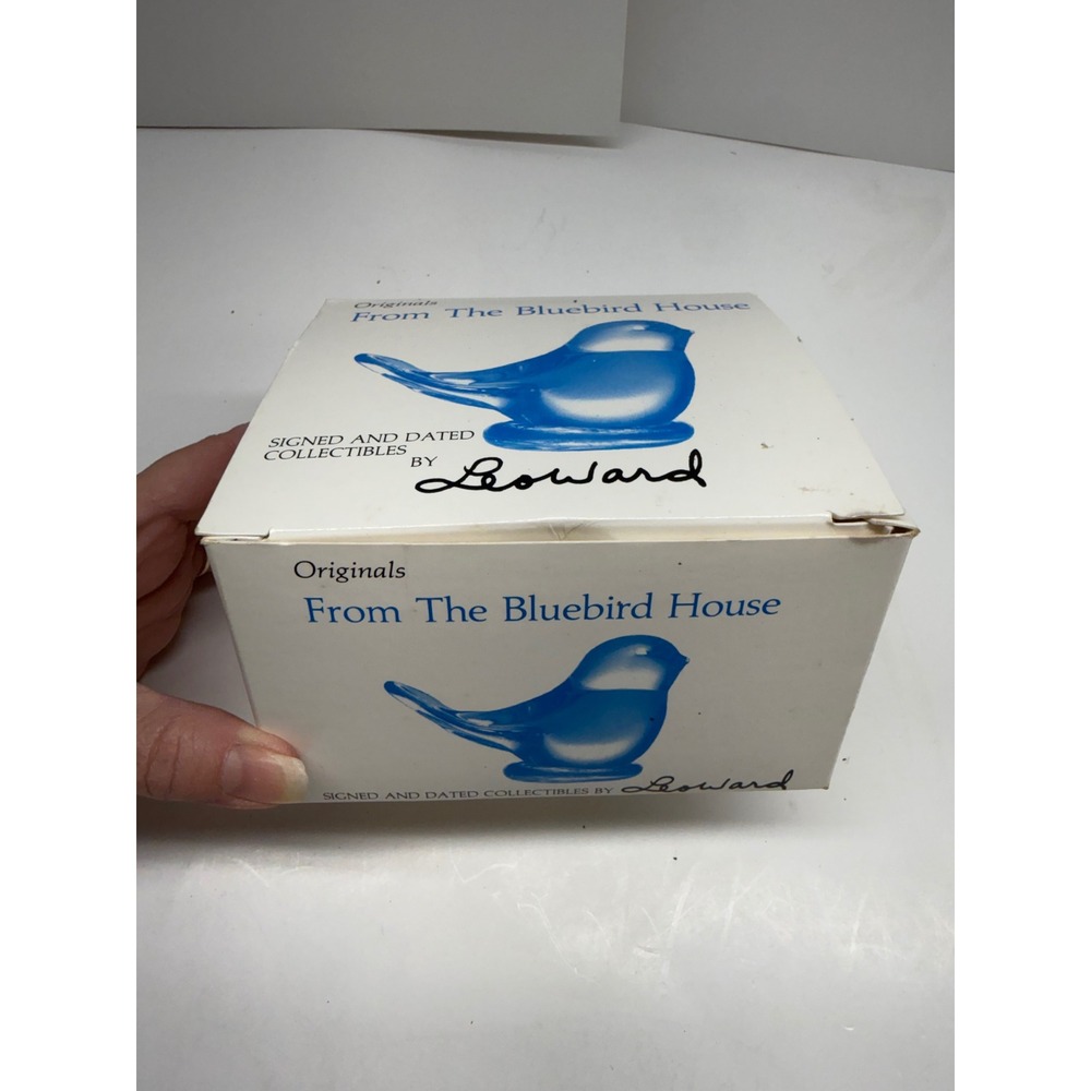 Leo Ward Bluebird of Happiness Art Glass Figurine Signed Dated 1996 with Box